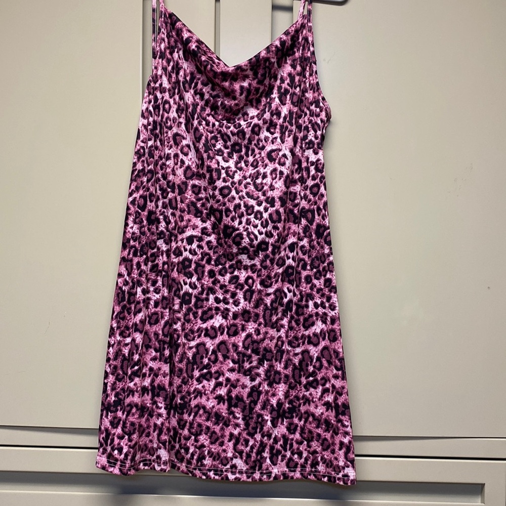 SHEIN Pink Leopard Print Spaghetti Strap Dress, XL - WORN ONCE!